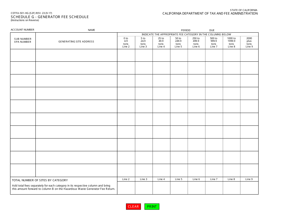 Form CDTFA-501-HG Hazardous Waste Generator Fee Return - California, Page 3