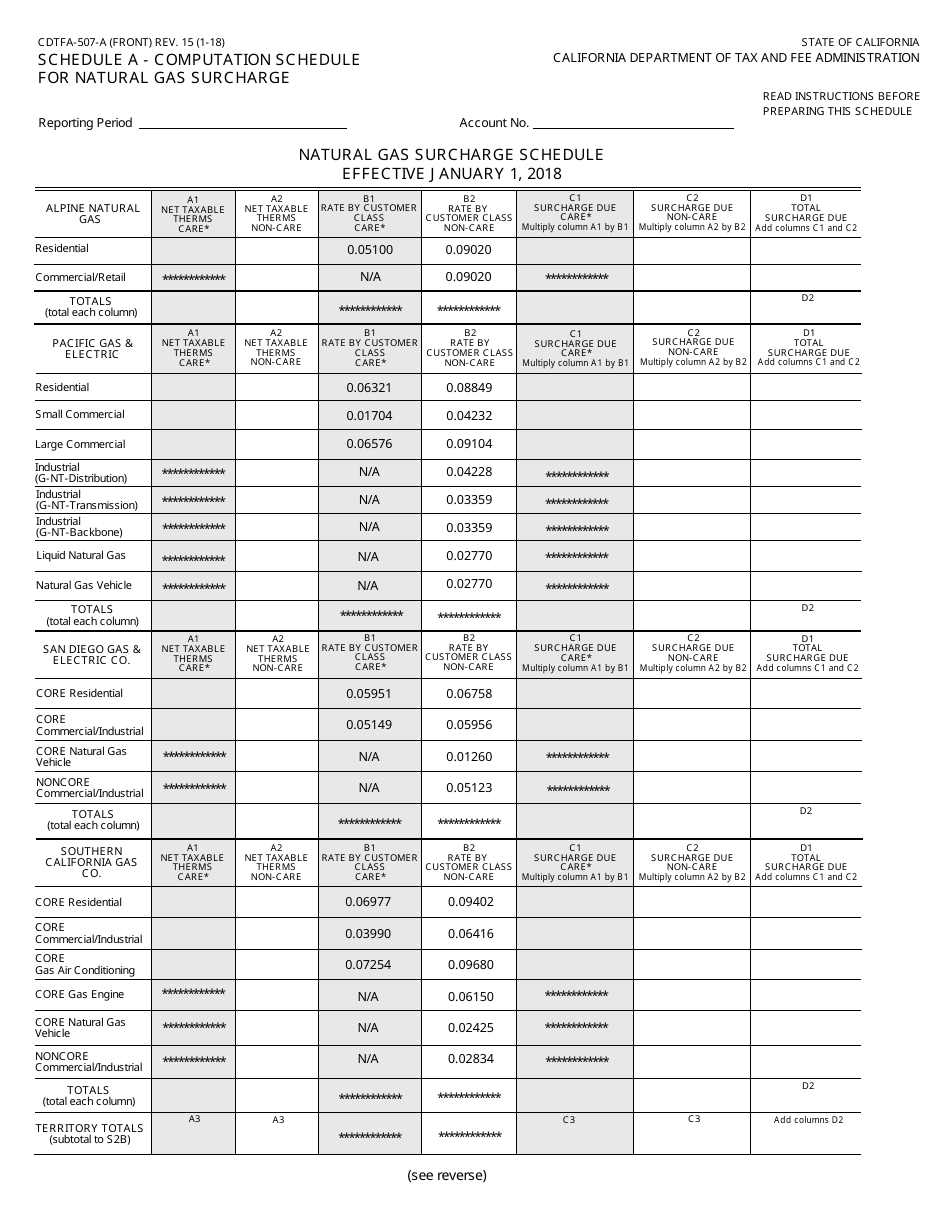 Form CDTFA-501-NC Natural Gas Surcharge Return for Consumers - Interstate Pipeline - California, Page 3