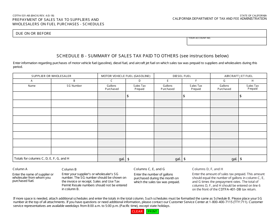 Form CDTFA531AB Fill Out, Sign Online and Download Fillable PDF