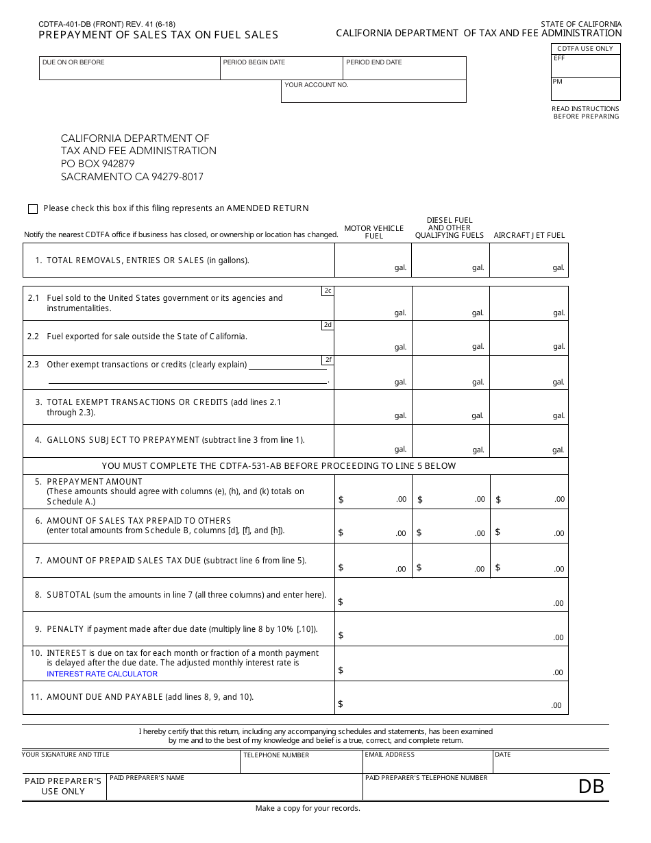 Form CDTFA401DB Fill Out, Sign Online and Download Fillable PDF
