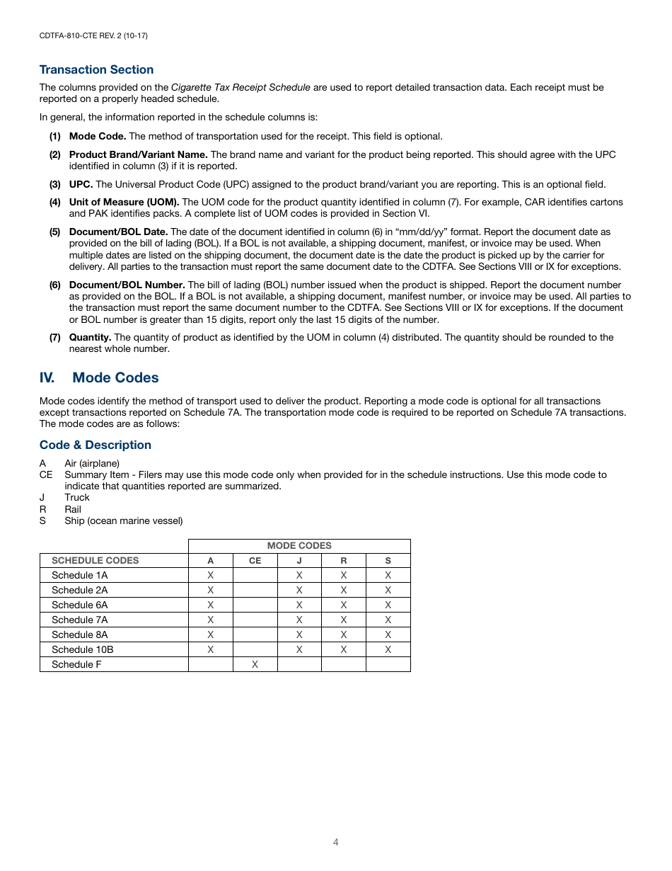Instructions for Form CDTFA-810-CTE, CDTFA-501-CD Cigarette Distributors Tax Report - California, Page 5