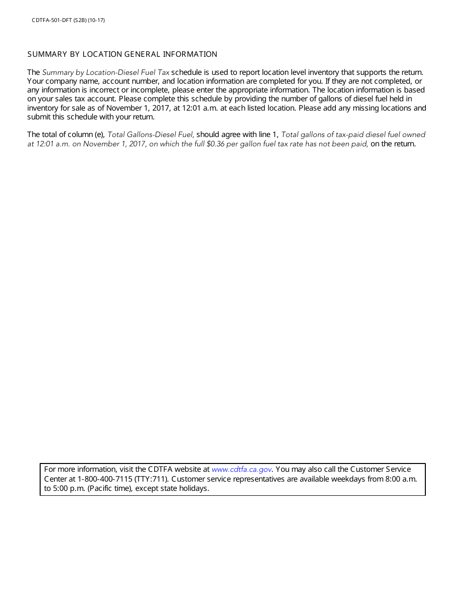 Form CDTFA-501-DFT Return for Diesel Fuel Owned on November 1, 2017 - California, Page 4