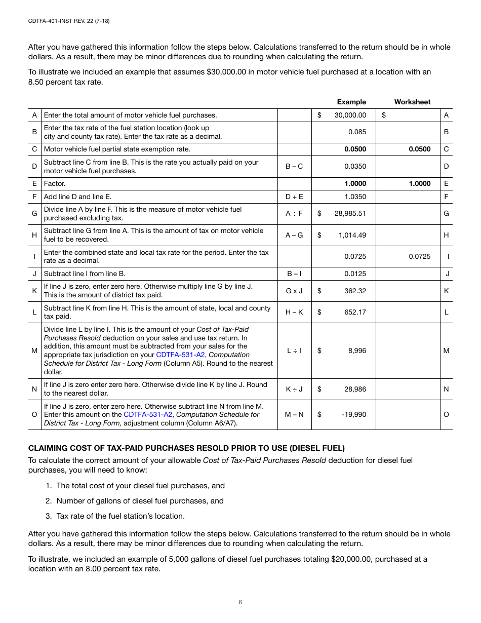 Instructions for Form CDTFA-401-A State, Local, and District Sales and Use Tax Return - California, Page 6
