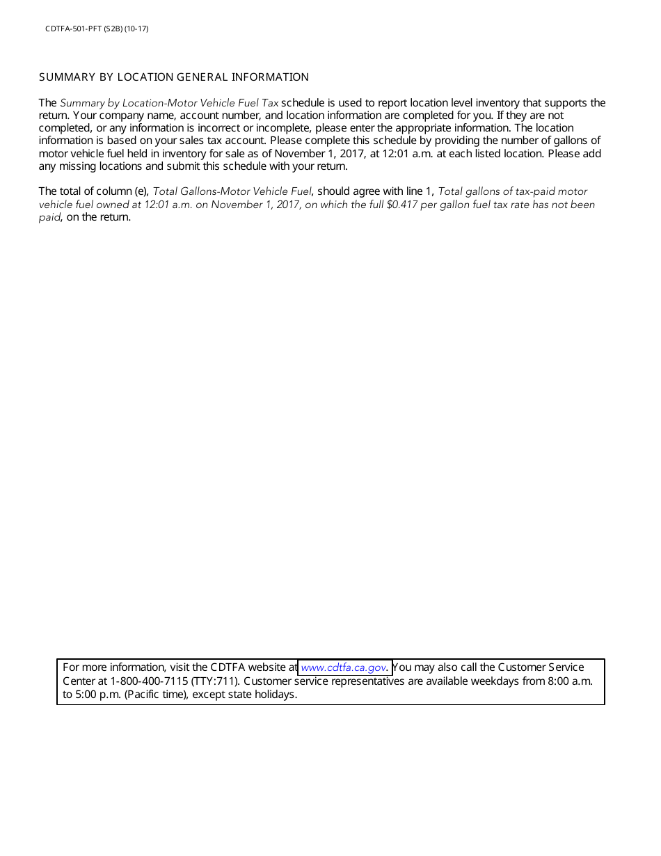 Form CDTFA-501-PFT Return for Motor Vehicle Fuel Owned on November 1, 2017 - California, Page 4