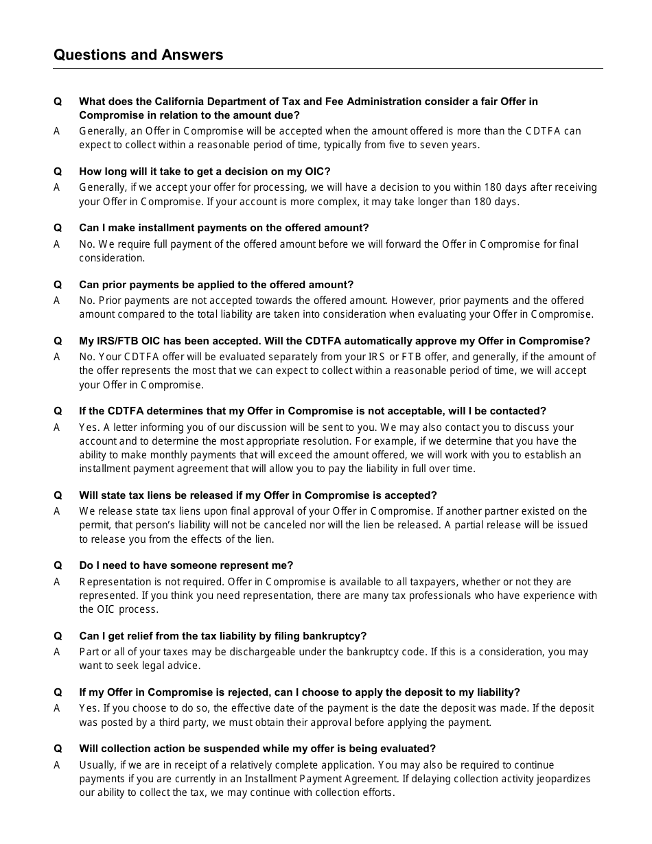 Form CDTFA-490 Offer in Compromise Application - California, Page 11