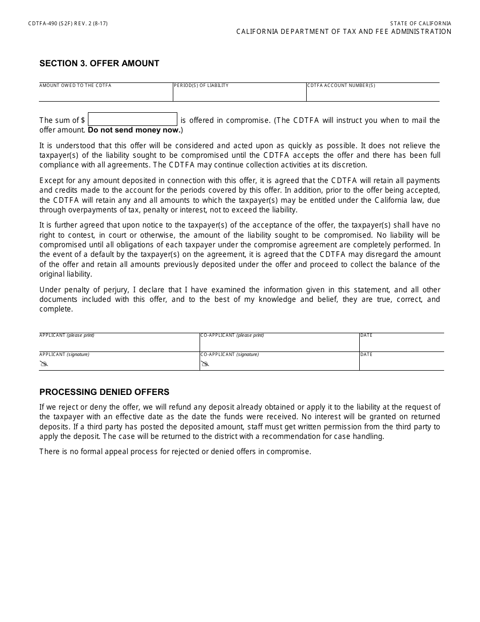 Form CDTFA-490 Offer in Compromise Application - California, Page 5