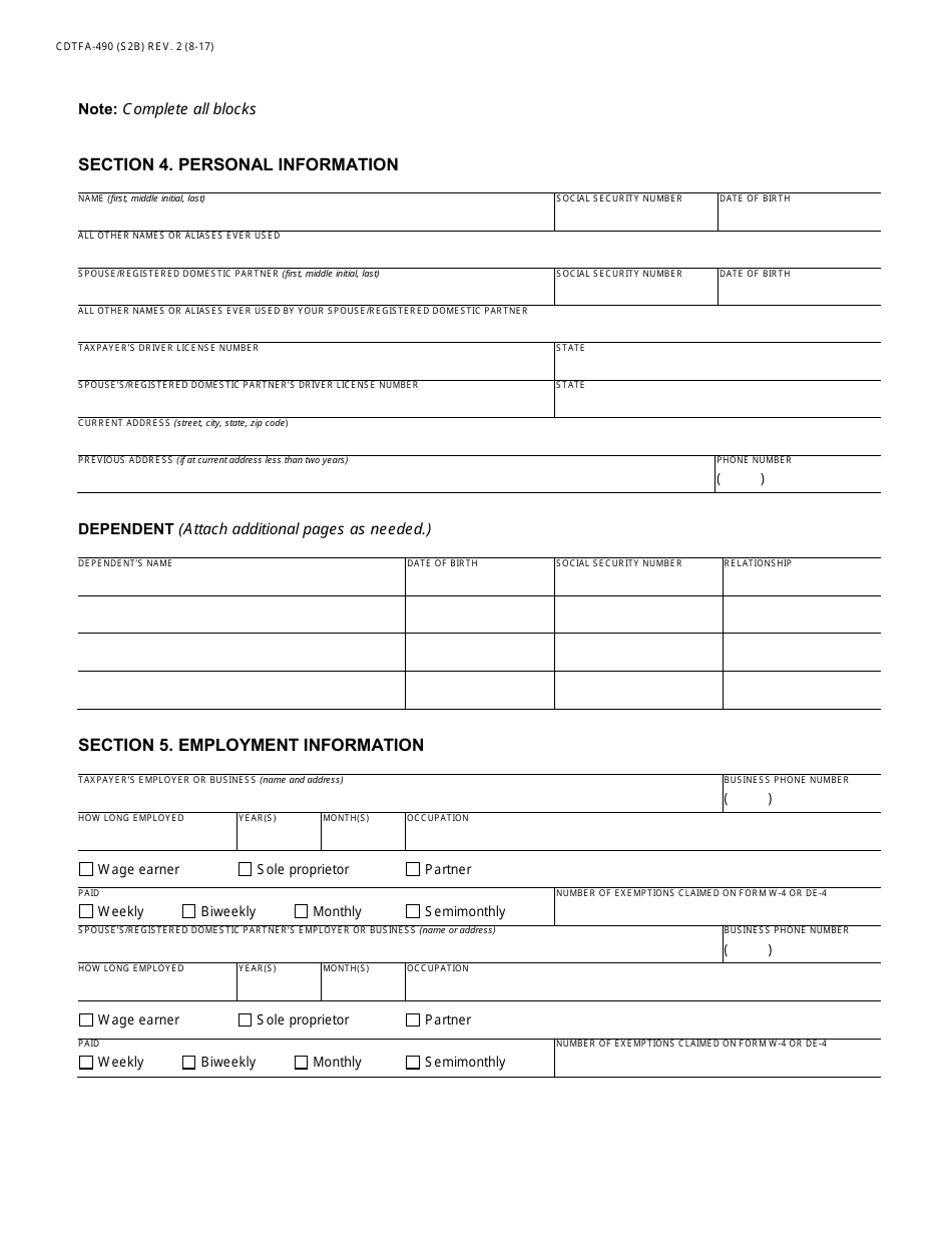 Form CDTFA-490 Offer in Compromise Application - California, Page 6