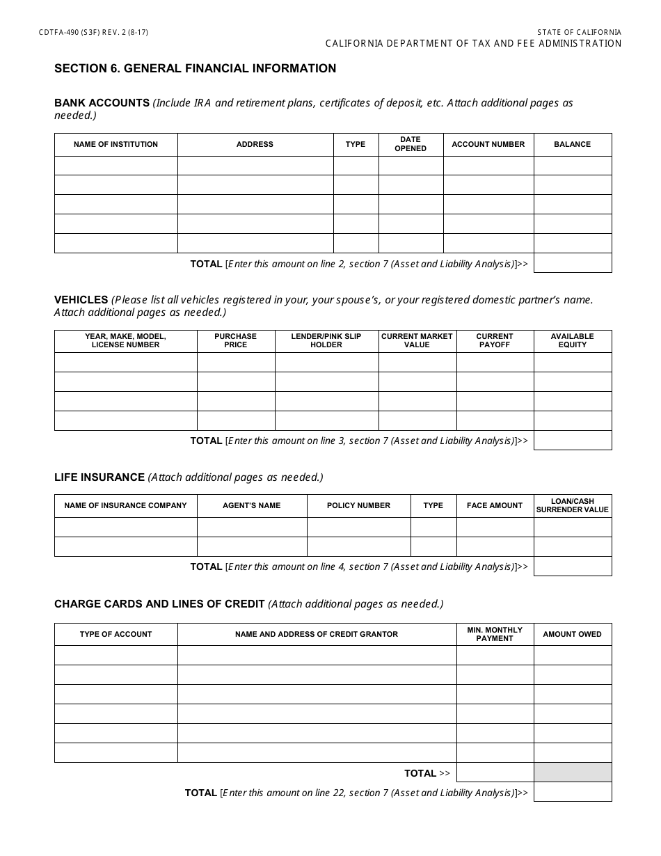 Form CDTFA-490 Offer in Compromise Application - California, Page 7