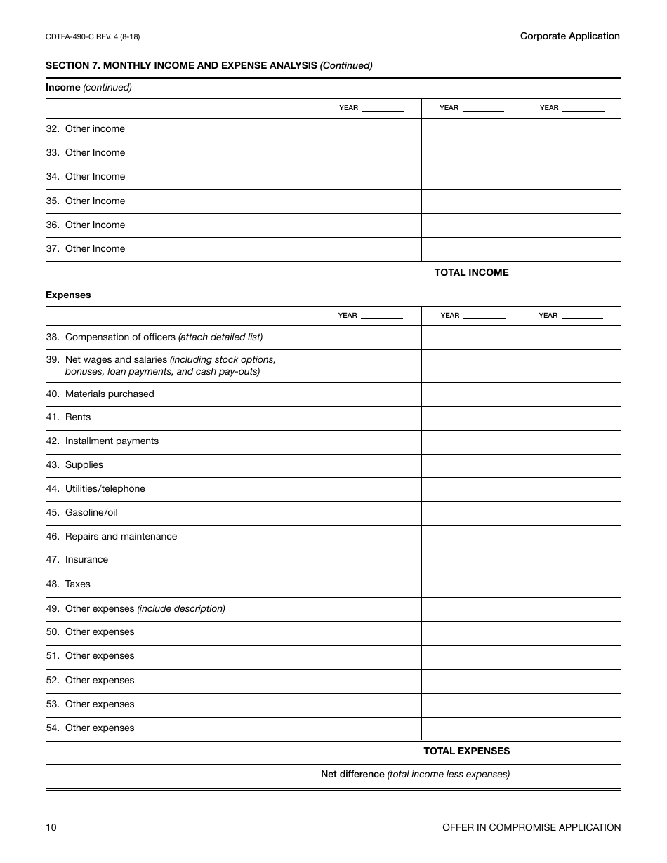 Form CDTFA-490-C Offer in Compromise Application - California, Page 11