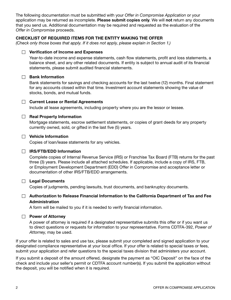 Form CDTFA-490-C Offer in Compromise Application - California, Page 3
