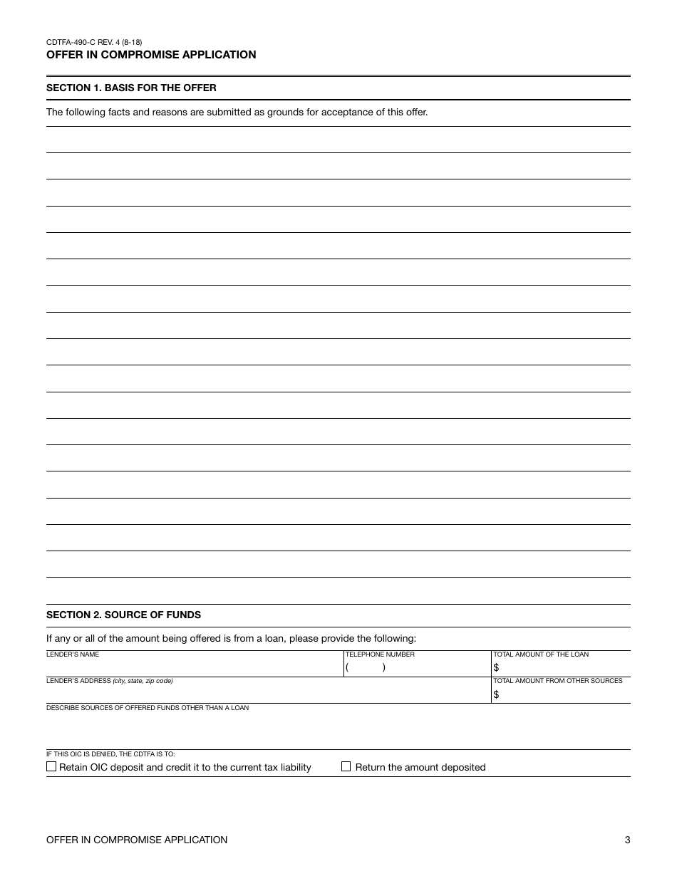 Form CDTFA-490-C Offer in Compromise Application - California, Page 4
