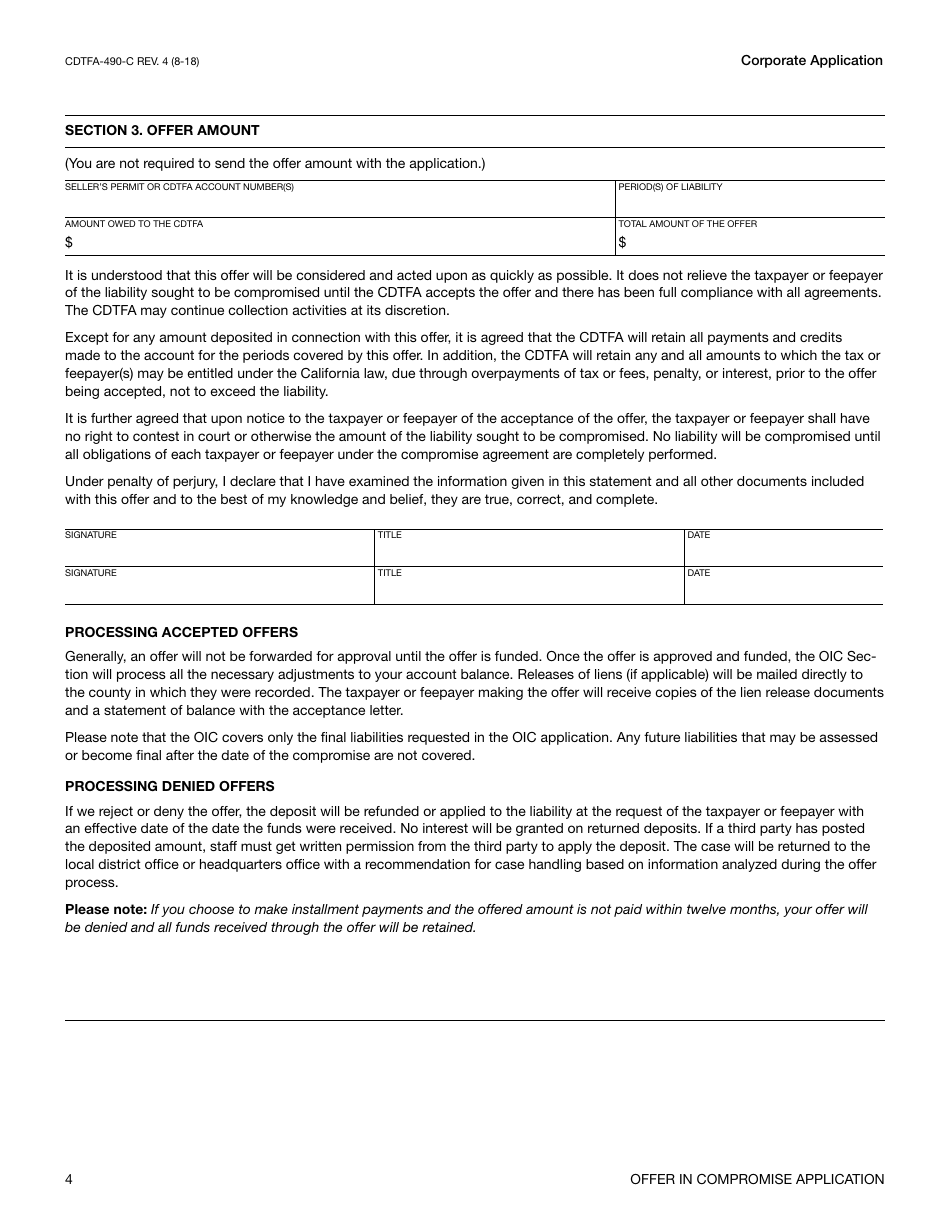 Form CDTFA-490-C Offer in Compromise Application - California, Page 5