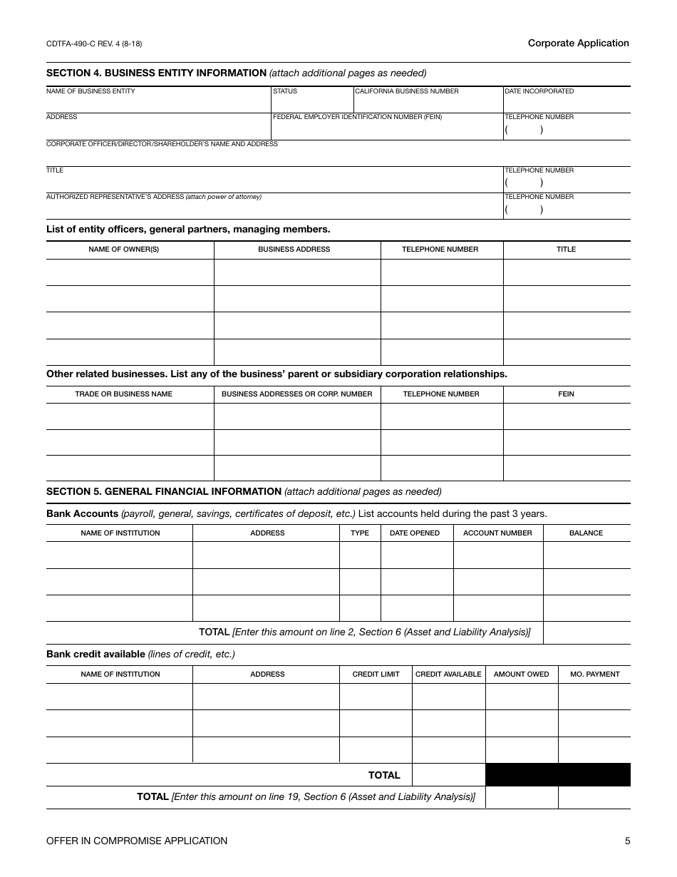 Form CDTFA-490-C Offer in Compromise Application - California, Page 6