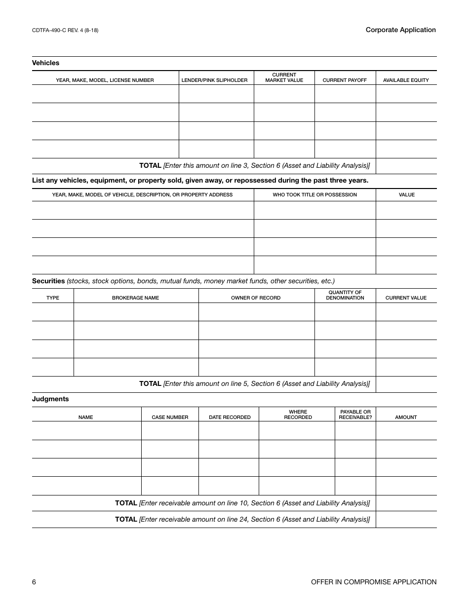 Form CDTFA-490-C Offer in Compromise Application - California, Page 7