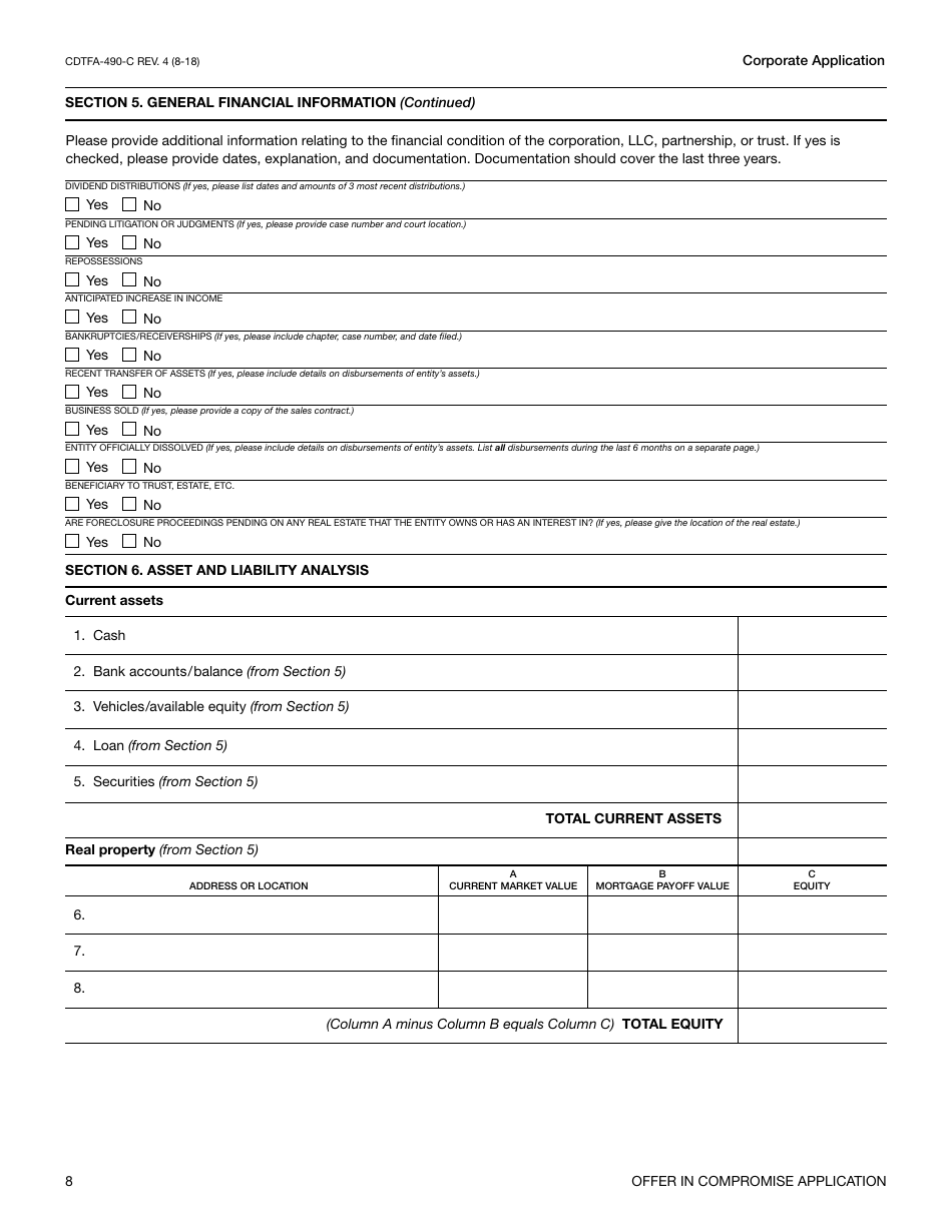 Form CDTFA-490-C Offer in Compromise Application - California, Page 9