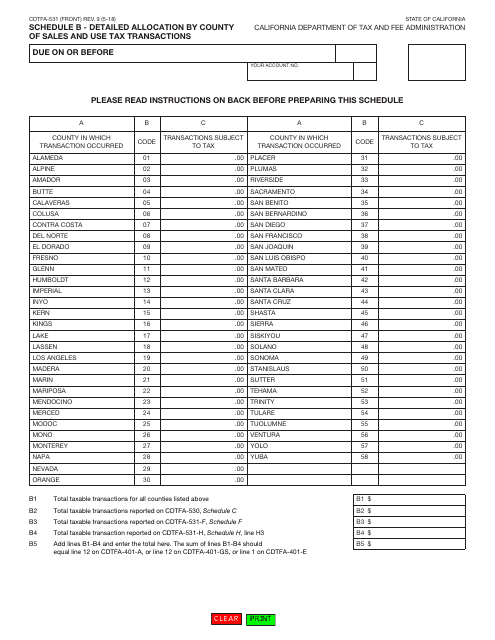 Form CDTFA-531 Schedule B  Printable Pdf