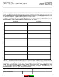 Document preview: Form CDTFA-400-LMI2 Schedule of Cigarette Brand Family Names - California
