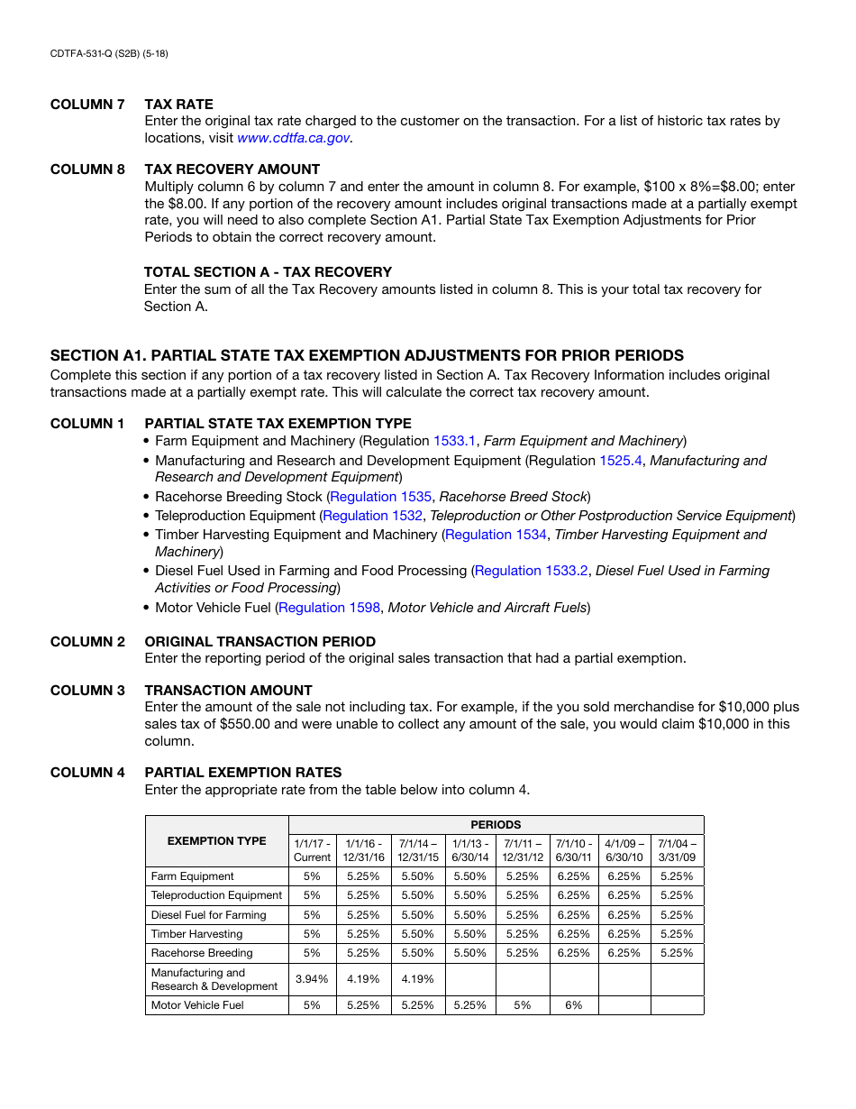 Form CDTFA531Q Schedule Q Fill Out, Sign Online and Download