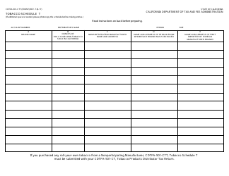 Form CDTFA-501-CTT Tobacco Schedule T - California