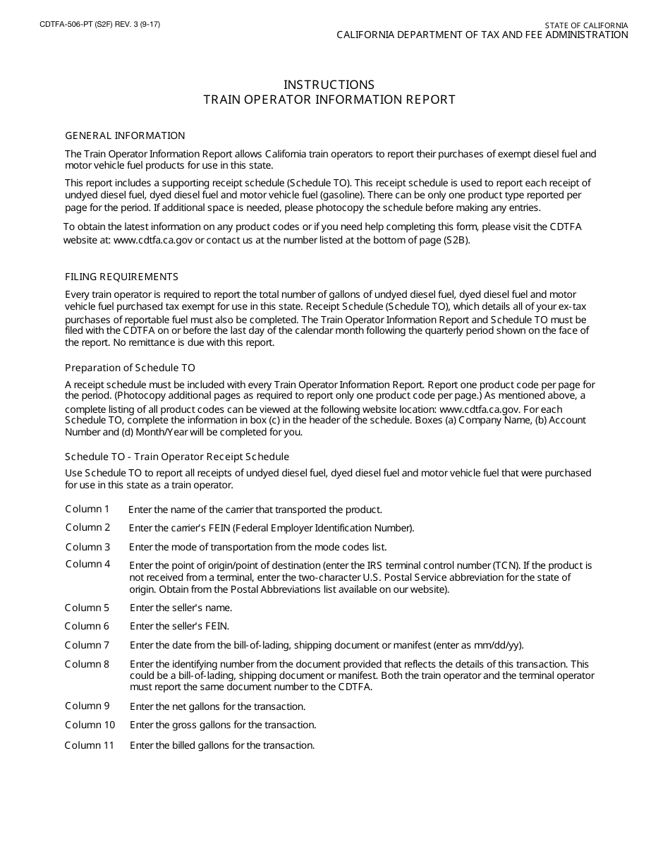 Form CDTFA-506-PT Train Operator Information Report - California, Page 3