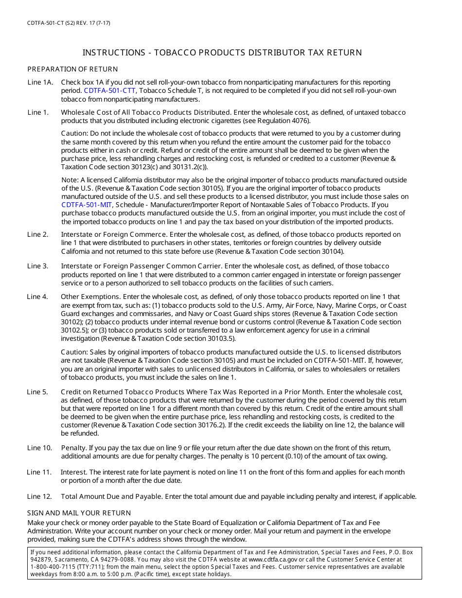 Form CDTFA-501-CT - Fill Out, Sign Online And Download Fillable PDF ...