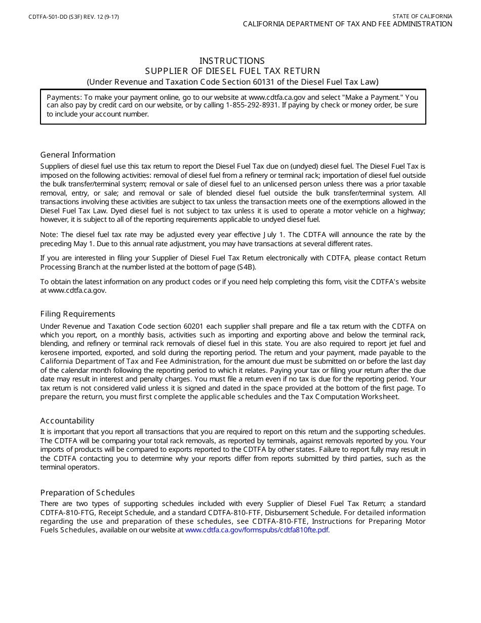 Form CDTFA-501-DD Supplier of Diesel Fuel Tax Return - California, Page 5