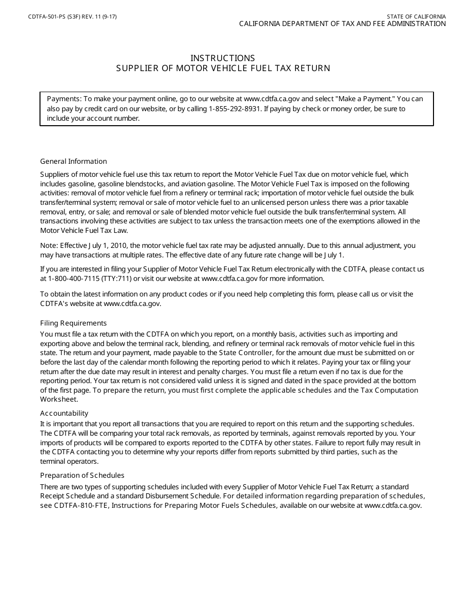 Form CDTFA-501-PS Supplier of Motor Vehicle Fuel Tax Return - California, Page 5