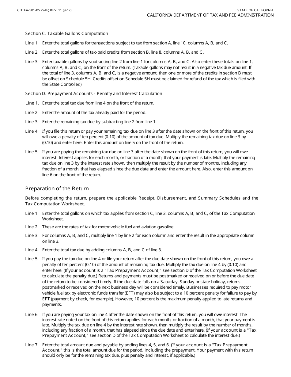Form CDTFA-501-PS Supplier of Motor Vehicle Fuel Tax Return - California, Page 7