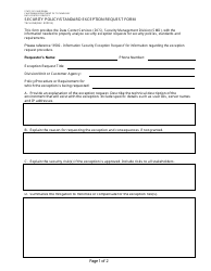 Form TECH358 &quot;Security Policy/Standard Exception Request Form&quot; - California