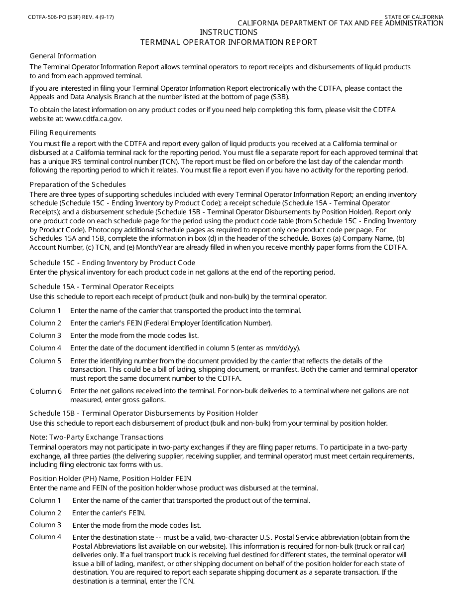 Form CDTFA-506-PO Terminal Operator Information Report - California, Page 5