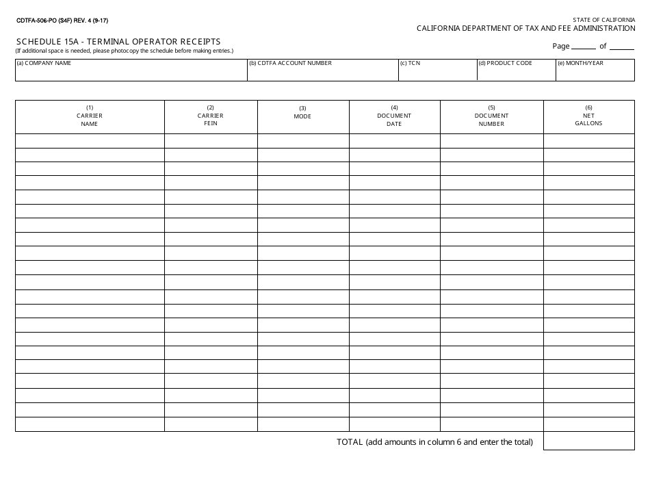 Form CDTFA-506-PO Terminal Operator Information Report - California, Page 7