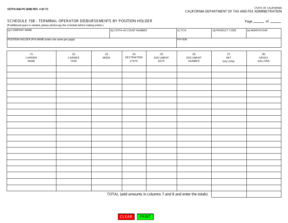 Form CDTFA-506-PO Terminal Operator Information Report - California, Page 8