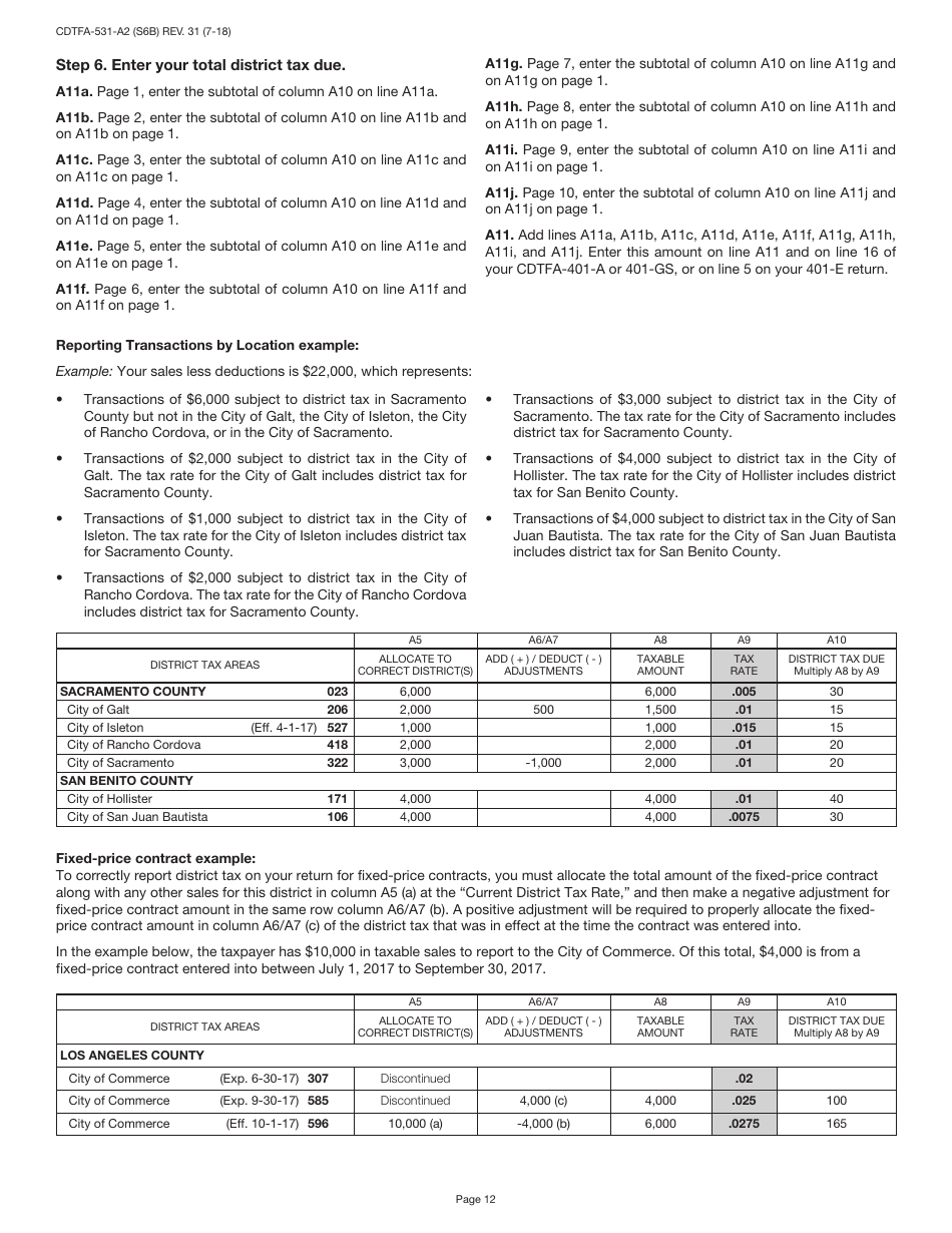 Form CDTFA-401-A State, Local, and District Sales and Use Tax Return - California, Page 14
