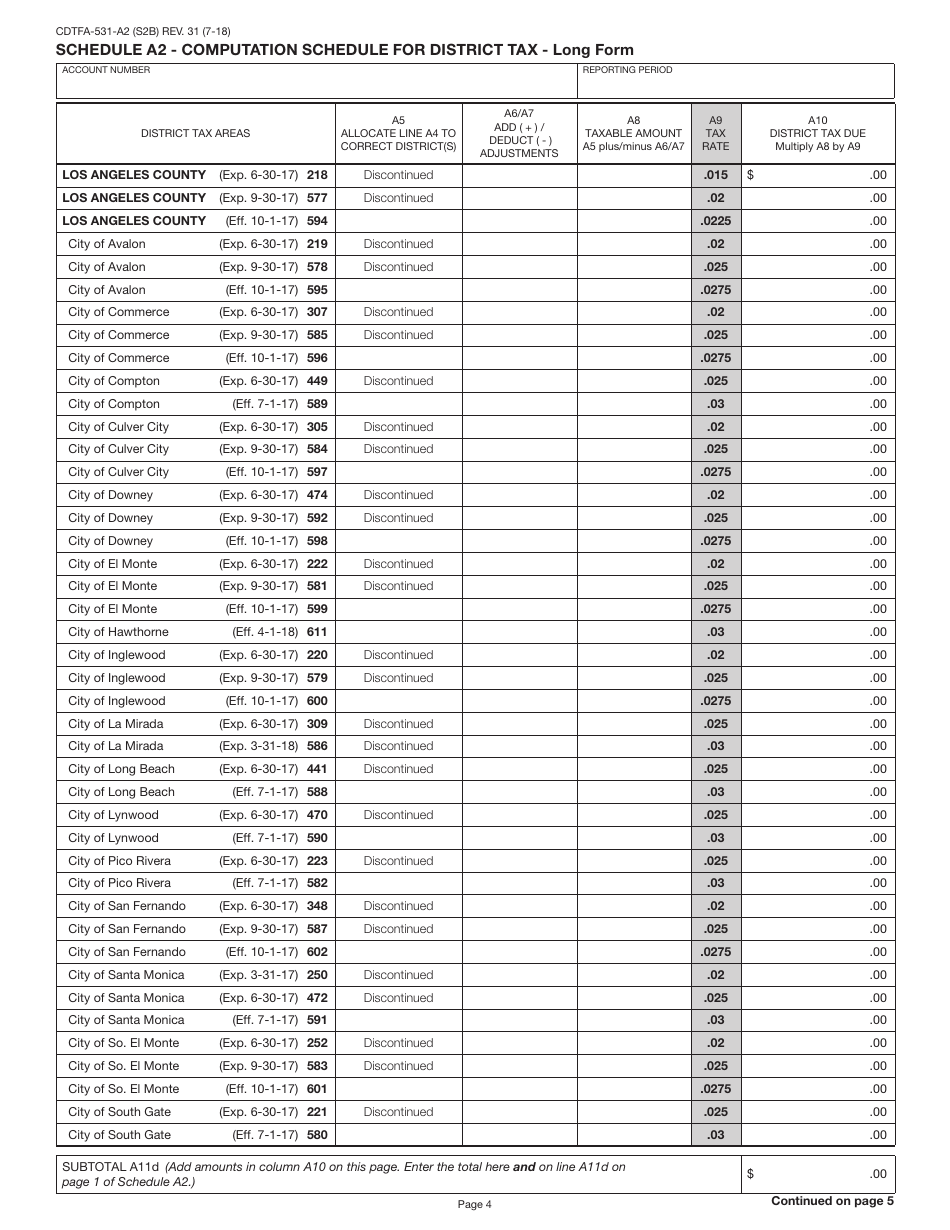 Form CDTFA-401-A State, Local, and District Sales and Use Tax Return - California, Page 6