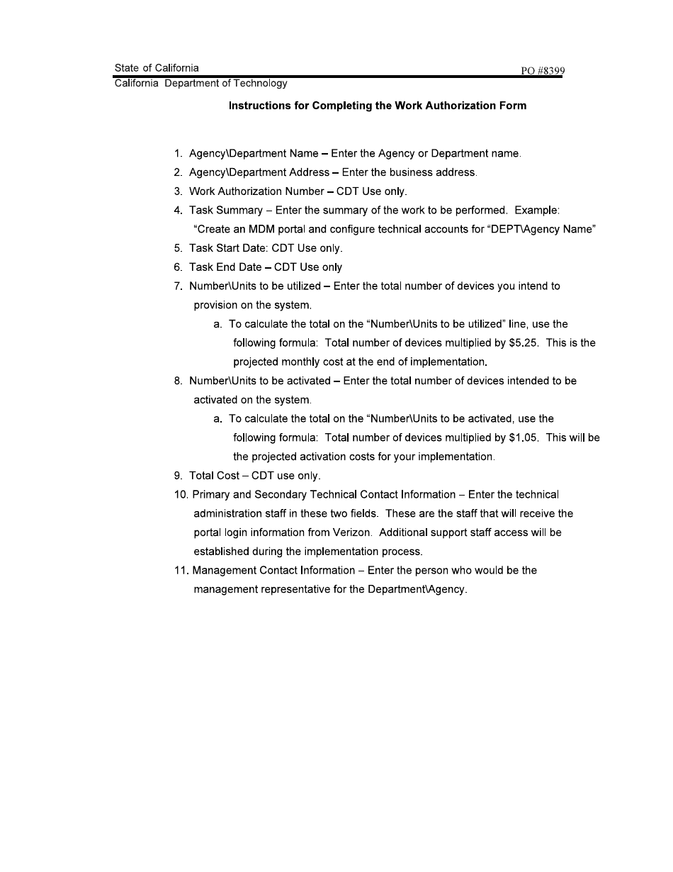 Form PO8399 Mdm Work Authorization - California, Page 3