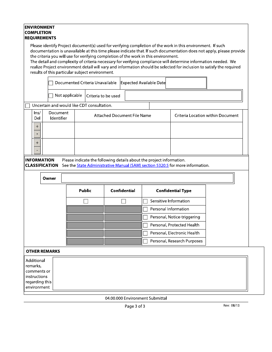 California Environment Submittal Form - Fill Out, Sign Online and ...