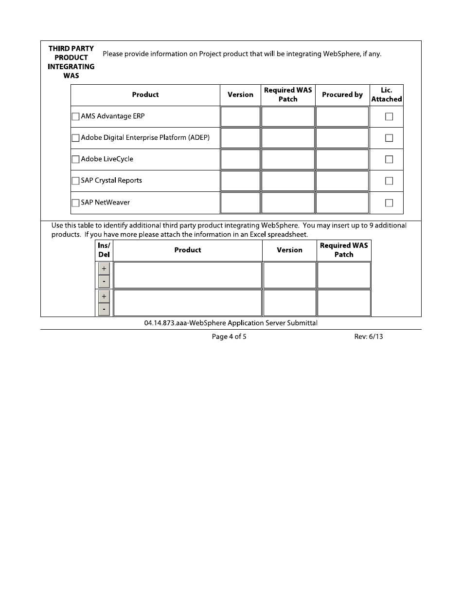 Websphere Application Server Submittal Form - California, Page 4