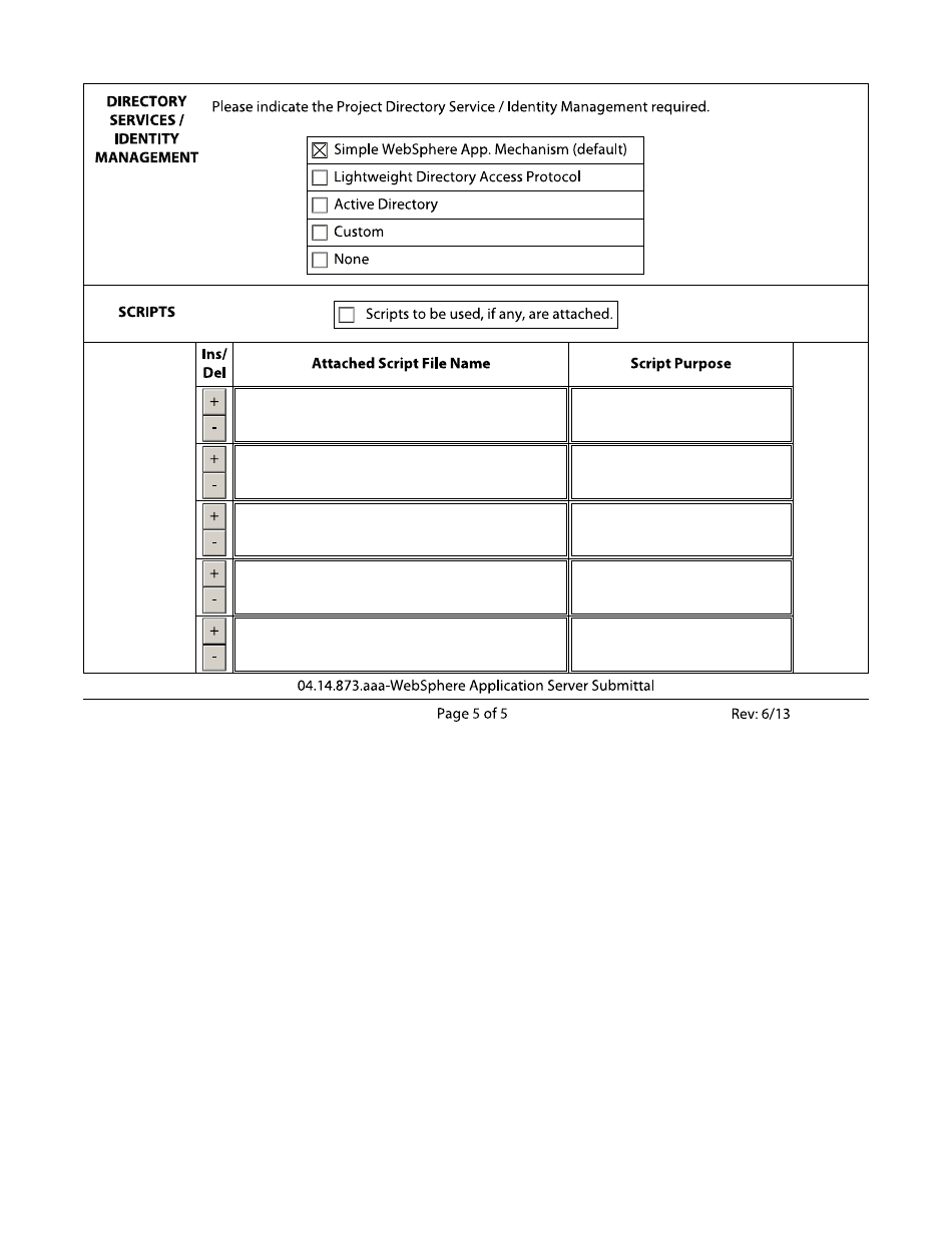 Websphere Application Server Submittal Form - California, Page 5