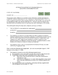 Document preview: DTSC Form 1306 Affidavit in Support of Designation as a Qualified Contaminated Site - California, 2002