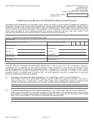 DTSC Form 1294 Transportation Regulatory Exemption Application/Variance - California