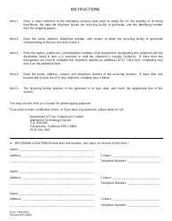 DTSC Form 1004 Oil Shipment Certification - California, Page 2
