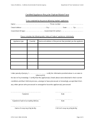 DTSC Form 1459 Certified Appliance Recycler Orphan Waste Form - California, Page 2