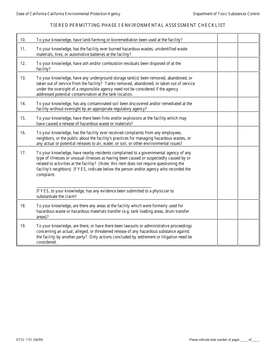 DTSC Form 1151 - Fill Out, Sign Online and Download Printable PDF ...