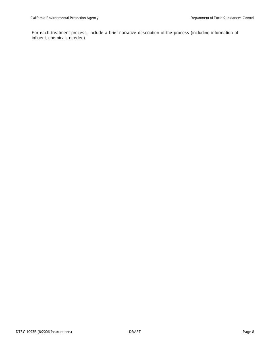 Instructions for DTSC Form 1093A Standardized Permit Notification for Existing or Proposed Hazardous Waste Facilities - California, Page 8