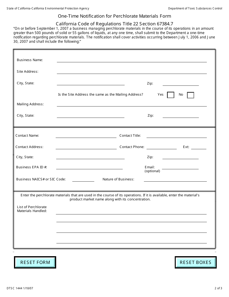 DTSC Form 1444 - Fill Out, Sign Online And Download Fillable PDF ...