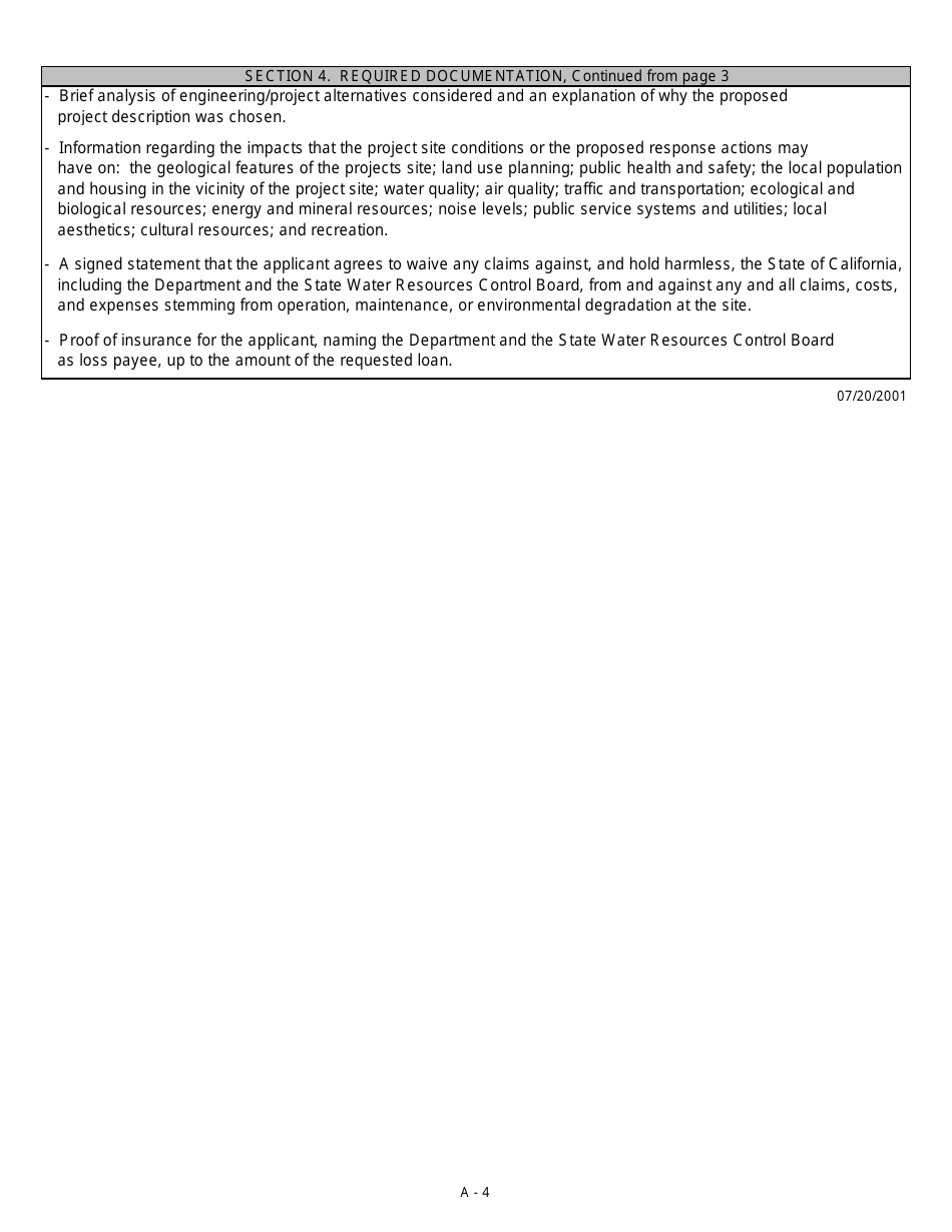 Groundwater Remediation Loan Program Application Supplement Form - California, Page 4