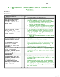 P2 Opportunities Checklist for Vehicle Maintenance Activities - California