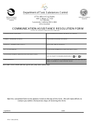 DTSC Form 1602 Communication Assistance Resolution Form - California, Page 2