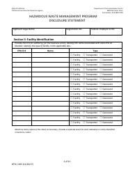 DTSC Form 1365 &quot;Disclosure Statement - Hazardous Waste Management Program&quot; - California, Page 11
