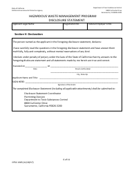 DTSC Form 1365 &quot;Disclosure Statement - Hazardous Waste Management Program&quot; - California, Page 15